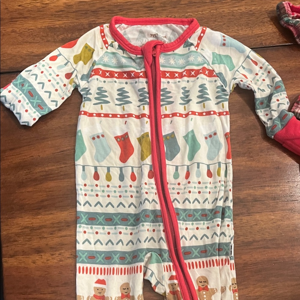 Little Sleepies Red and Green Baby Onesie